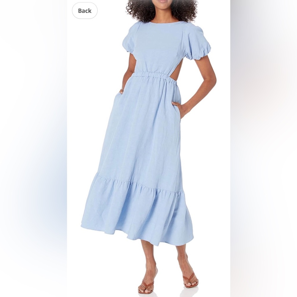 ASTR The Label Jelena Light Blue Linen Blend Long Backless Dress